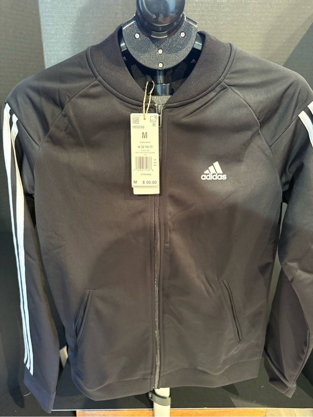 Adidas women’s Black Track Jacket with Signature 3-Stripes size Medium